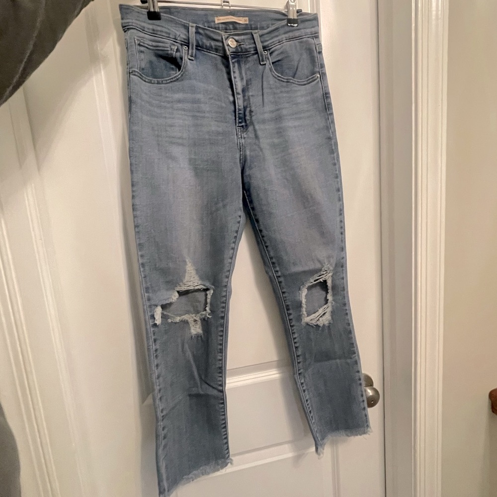 Levi’s 724 cropped destroyed jeans, size 30